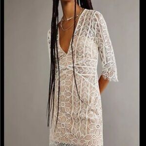 For Love And Lemons White Lace Overlay Dress